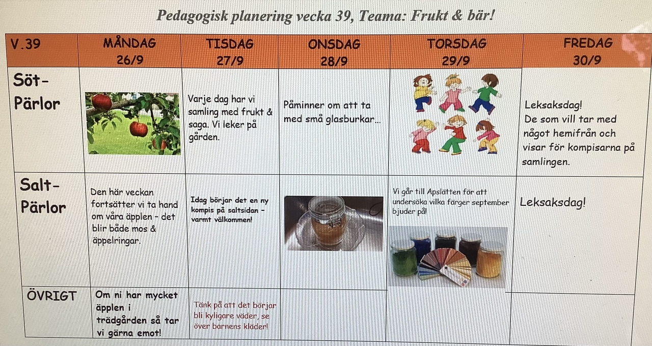 Pedagogisk Planering I Skolbanken: Vecka 39