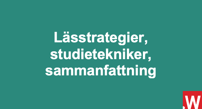 Pedagogisk Planering I Skolbanken: Lässtrategier, Studietekniker Och ...