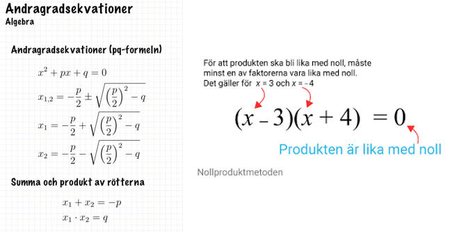 Pedagogisk Planering I Skolbanken: Matematik 2a - Andragradsekvationer