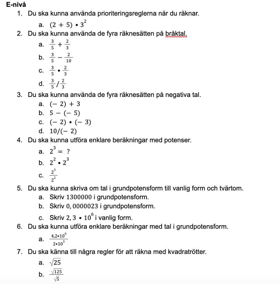 Skolbanken · Matematik Åk 9 Kapitel 1 Taluppfattning 